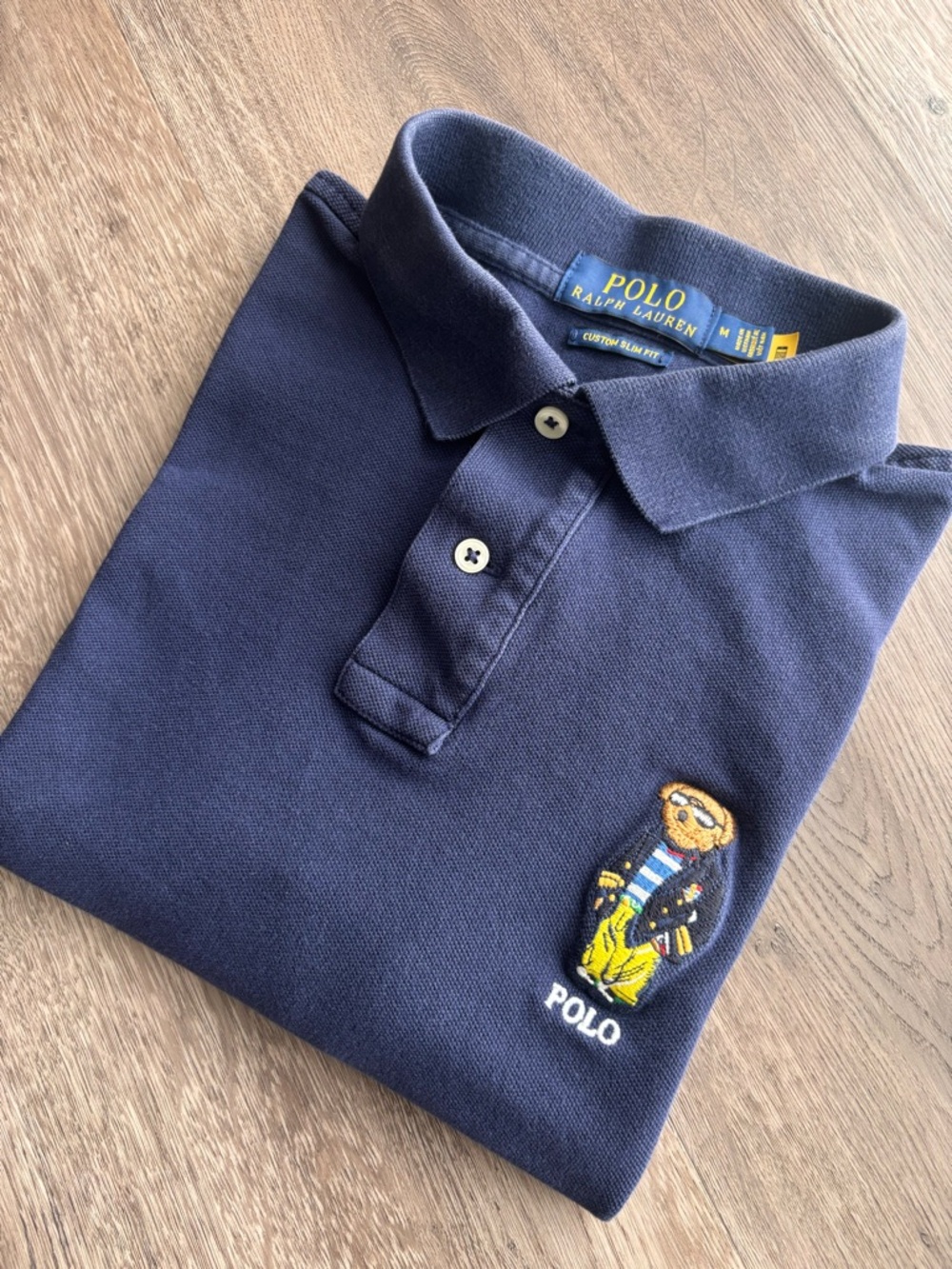 Ralph Lauren Custom Slim Fit Navy Polo Bear Shirt Sz.M